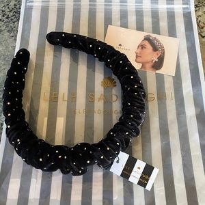 LELE SADOUGHI  Jet Dot Velvet Kelly Headband